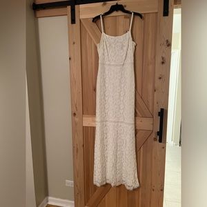 White lace floor length dress